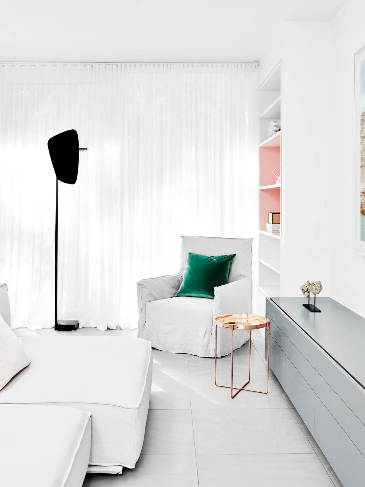 See Color-Blocked Curtains in a Minimal, Modern Brisbane Home